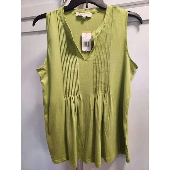 NWT Jones New York Sport Pleated Sleeveless Top in Green Apple Sz S - Picture 1 of 7